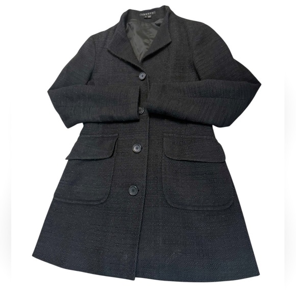 Theory Jackets & Blazers - Theory S “Gessa tweed” GUC wool/cotton Black Textured Blazer w/ metallic thread